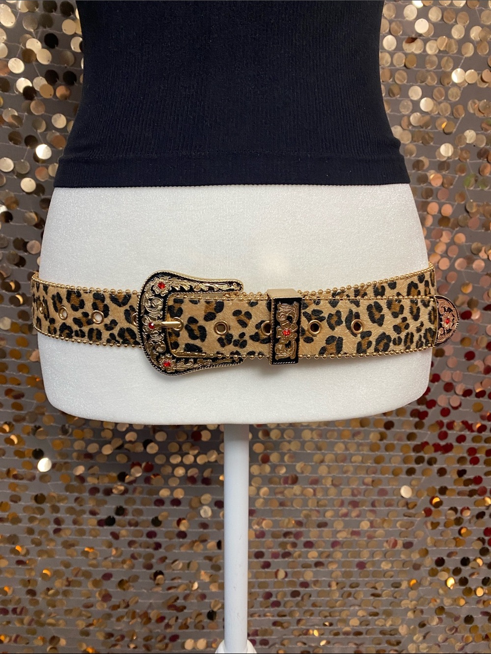 Leopard print bell with gold accents #483